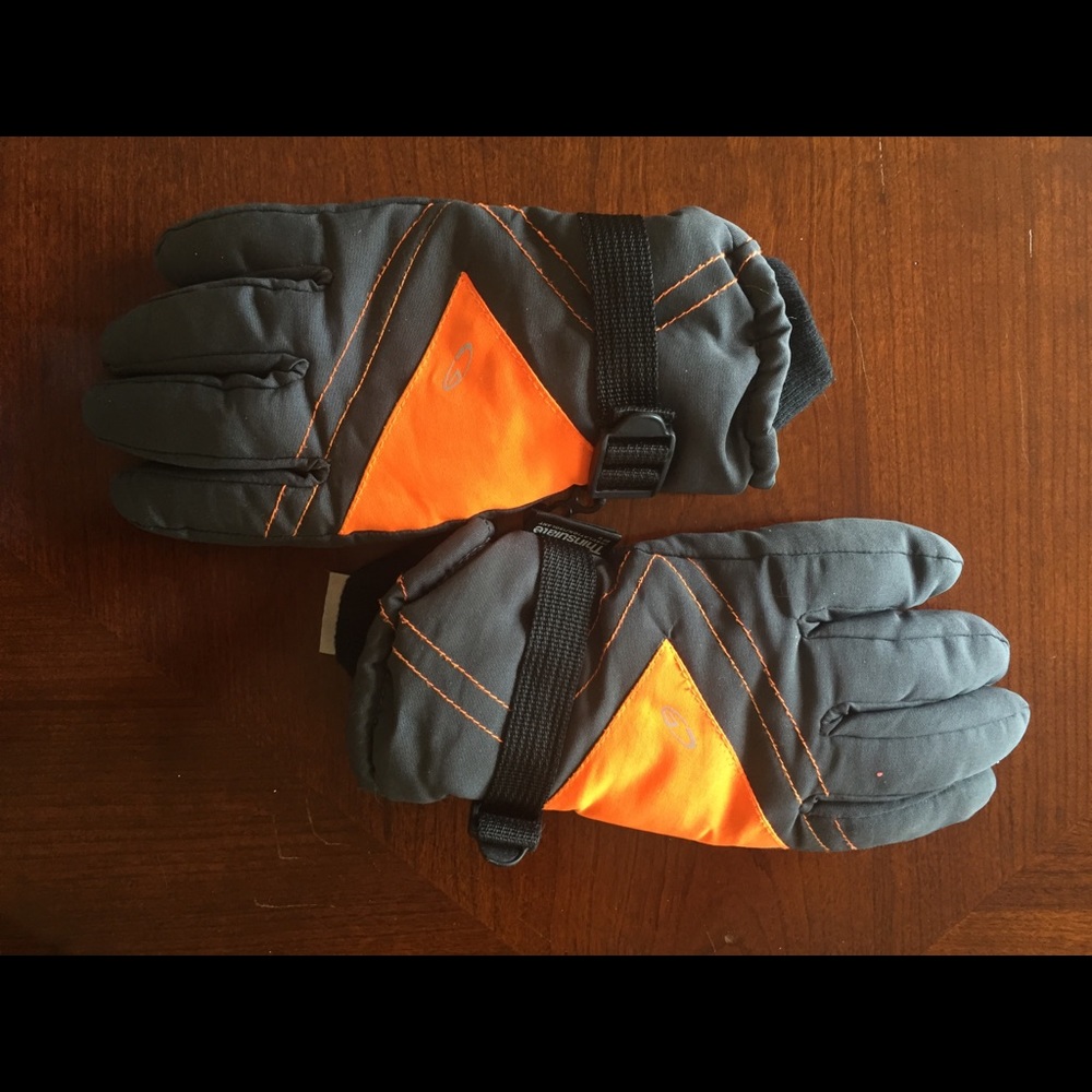 Champion: Orange/Gray Sz 8/16 Boys Winter Gloves